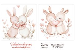 Cute Bunny Valentines day card, Love Rabbit scrapbook papers Product Image 1