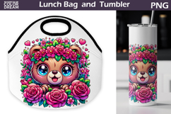 Cute Bear Lunch Bag | Bear Floral Tumbler Wrap Product Image 1