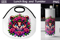 Cute Bear Lunch Bag | Bear Floral Tumbler Wrap Product Image 1