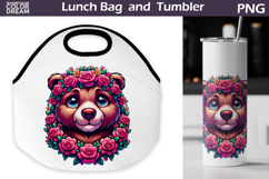 Cute Bear Lunch Bag | Bear Floral Tumbler Wrap Product Image 1