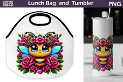 Cute Bee Lunch Bag | Bee Floral Tumbler Wrap Product Image 1