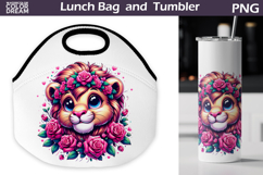 Lion Lunch Bag | Lion Flowers Tumbler Wrap Product Image 1