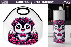 Cute Penguin Lunch Bag | Penguin Floral Tumbler Wrap Product Image 1