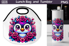 Penguin Lunch Bag | Penguin Flowers Tumbler Wrap Product Image 1
