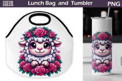 Cute Sheep Lunch Bag | Sheep Floral Tumbler Wrap Product Image 1