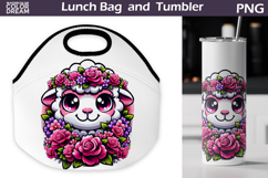 Cute Sheep Lunch Bag | Sheep Floral Tumbler Wrap Product Image 1