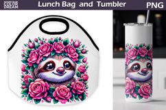 Cute Sloth Lunch Bag | Sloth Floral Tumbler Wrap Product Image 1
