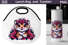 Cute Tiger Lunch Bag | Tiger Floral Tumbler Wrap Product Image 1