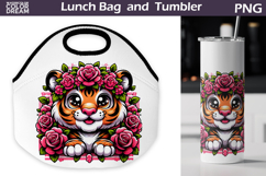 Cute Tiger Lunch Bag | Tiger Floral Tumbler Wrap Product Image 1