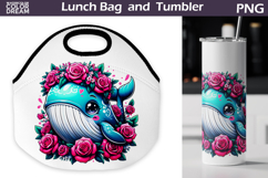 Whale Lunch Bag | Whale Flowers Tumbler Wrap Product Image 1