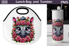 Zebra Lunch Bag | Zebra Flowers Tumbler Wrap Product Image 1