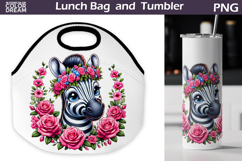 Zebra Lunch Bag | Zebra Flowers Tumbler Wrap Product Image 1