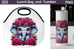 Elephant Lunch Bag | Elephant Flowers Tumbler Wrap Product Image 1