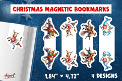 Christmas magnetic bookmarks PNG Cute dancing animals Product Image 1