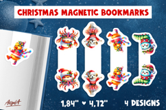 Christmas magnetic bookmarks PNG Cute dancing animals Product Image 1