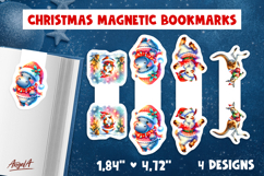 Christmas magnetic bookmarks Funny dancing animals PNG Product Image 1
