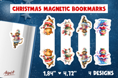 Christmas magnetic bookmarks PNG Cute dancing animals Product Image 1
