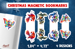 Christmas magnetic bookmarks Funny dancing raccoon, cardinal Product Image 1
