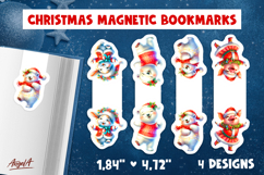 Christmas magnetic bookmarks Funny dancing polar bear, pig Product Image 1