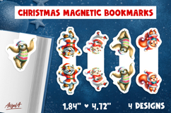 Christmas magnetic bookmarks Funny dancing sloth, tiger PNG Product Image 1