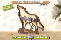 Money Box Laser Cut | Piggy Bank | Coin Box | Wolf Shape Product Image 1