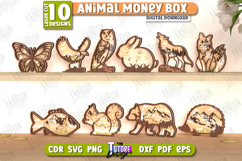 Animal Money Boxes Laser Cut Bundle, 3D Animal Piggy Bank Product Image 1
