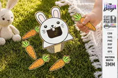 Wooden Animal Montessori Game Laser Cut | Bunny and Carrots Product Image 1