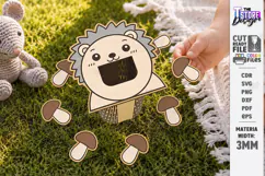 Animal Montessori Game Laser Cut | Hedgehog and Mushrooms Product Image 1