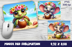Watercolor funny animal Mouse Pad Sublimation Product Image 1
