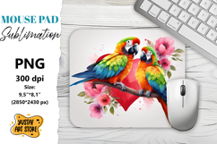 Animal Mouse Pad sublimation. Parrots couple Product Image 1