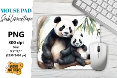 Animal Mouse Pad sublimation. Mom and baby panda Product Image 1