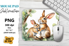 Animal Mouse Pad sublimation. Mom and Baby rabbit Product Image 1
