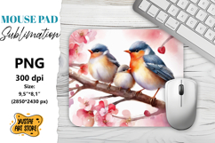 Animal mouse pad. Cute Birds Family sublimation Product Image 1