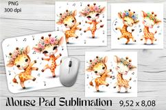 Giraffe with Flowers mouse pad Vintage sublimation Product Image 1