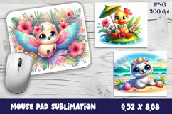 Watercolor funny animal Mouse Pad Sublimation Product Image 1