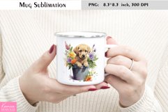 Little Puppy in the Flower Pot|Watercolor Animal Mug Product Image 1