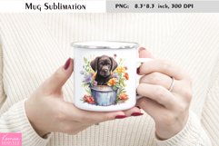 Little Black Puppy in the Flower Pot|Watercolor Animal Mug Product Image 1
