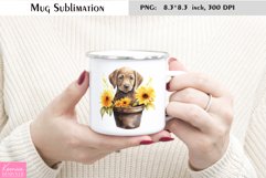 Little Puppy in the Brown Flower Pot|Watercolor Animal Mug Product Image 1