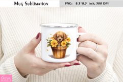Little Puppy with Yellow Flowers|Watercolor Animal Mug Product Image 1