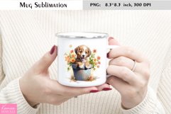 Funny Puppy in the Flower Pot|Watercolor Enamel Mug Product Image 1