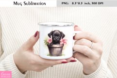 Black Puppy in the Flower Pot|Watercolor Animal Mug Product Image 1