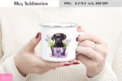 Little Black Puppy in the Lavender Flower Pot|Enamel Mug Product Image 1