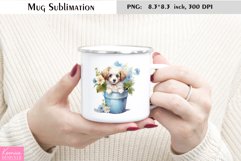 White Puppy in the Little Flower Pot|Watercolor Mug Product Image 1