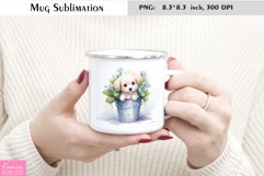 Little White Puppy in the Wild Flower Pot|Watercolor Mug Product Image 1