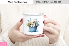 Little White Puppy in the Wild Flower Pot|Watercolor Mug Product Image 1