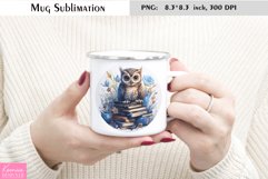Floral Owl Sitting on the Books|Watercolor Animal Mug Product Image 1