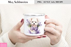 White Puppy with Lavender|Enamel Mug Product Image 1