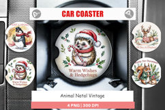 Car Coaster Vintage Christmas Animal Product Image 1