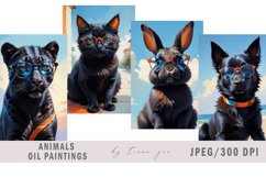 Cute black animal illustrations for prints- 4 Jpeg Product Image 1