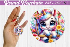 Round keychain | Cute Animals on swings Product Image 1